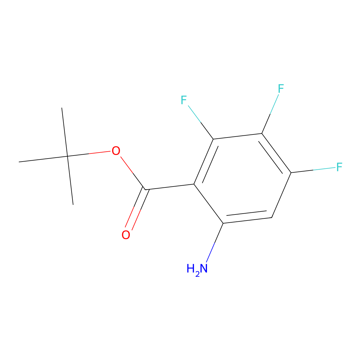 Tert-butyl 6-amino-2,3,4-trifluorobenzoate molecular structure, CAS 2763965-29-1
