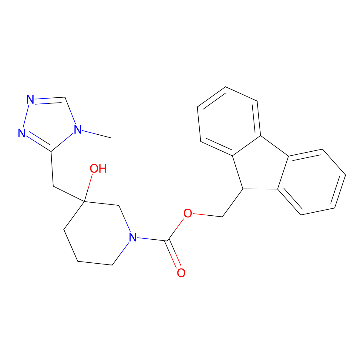 (9H-fluoren-9-yl)methyl 3-hydroxy-3-[(4-methyl-4H-1,2,4-triazol-3-yl)methyl]piperidine-1-carboxylate molecular structure, CAS 2763965-34-8