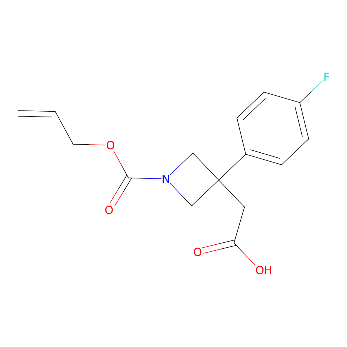 2-[3-(4-Fluorophenyl)-1-[(prop-2-en-1-yloxy)carbonyl]azetidin-3-yl]acetic acid molecular structure, CAS 2763965-37-1