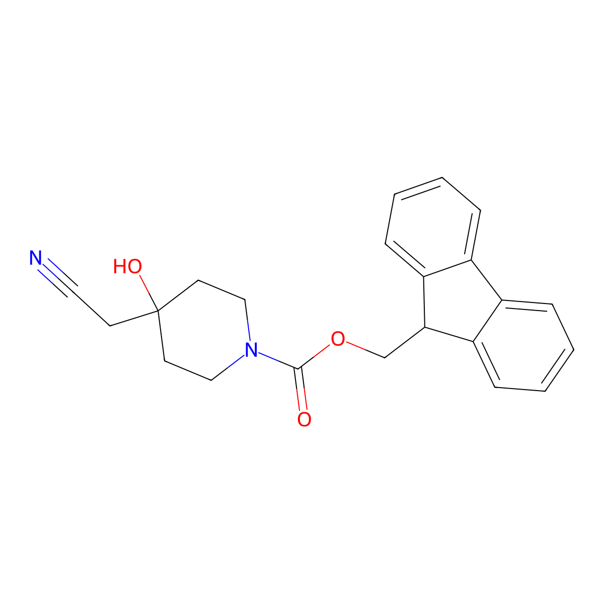 (9H-fluoren-9-yl)methyl 4-(cyanomethyl)-4-hydroxypiperidine-1-carboxylate molecular structure, CAS 2763965-43-9