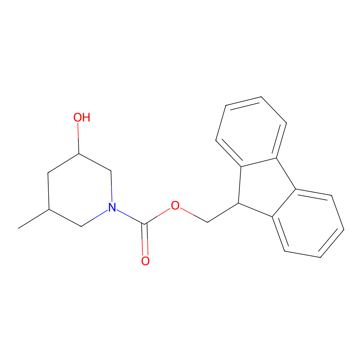 rac-(9H-fluoren-9-yl)methyl (3R,5R)-3-hydroxy-5-methylpiperidine-1-carboxylate molecular structure, CAS 2763965-52-0
