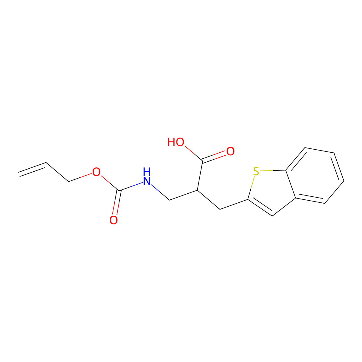2-[(1-Benzothiophen-2-yl)methyl]-3-{[(prop-2-en-1-yloxy)carbonyl]amino}propanoic acid molecular structure, CAS 2763965-55-3