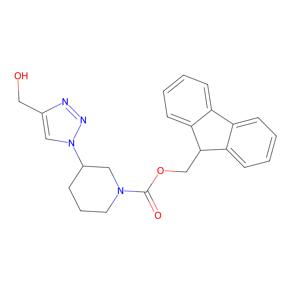 (9H-fluoren-9-yl)methyl 3-[4-(hydroxymethyl)-1H-1,2,3-triazol-1-yl]piperidine-1-carboxylate molecular structure, CAS 2763965-57-5