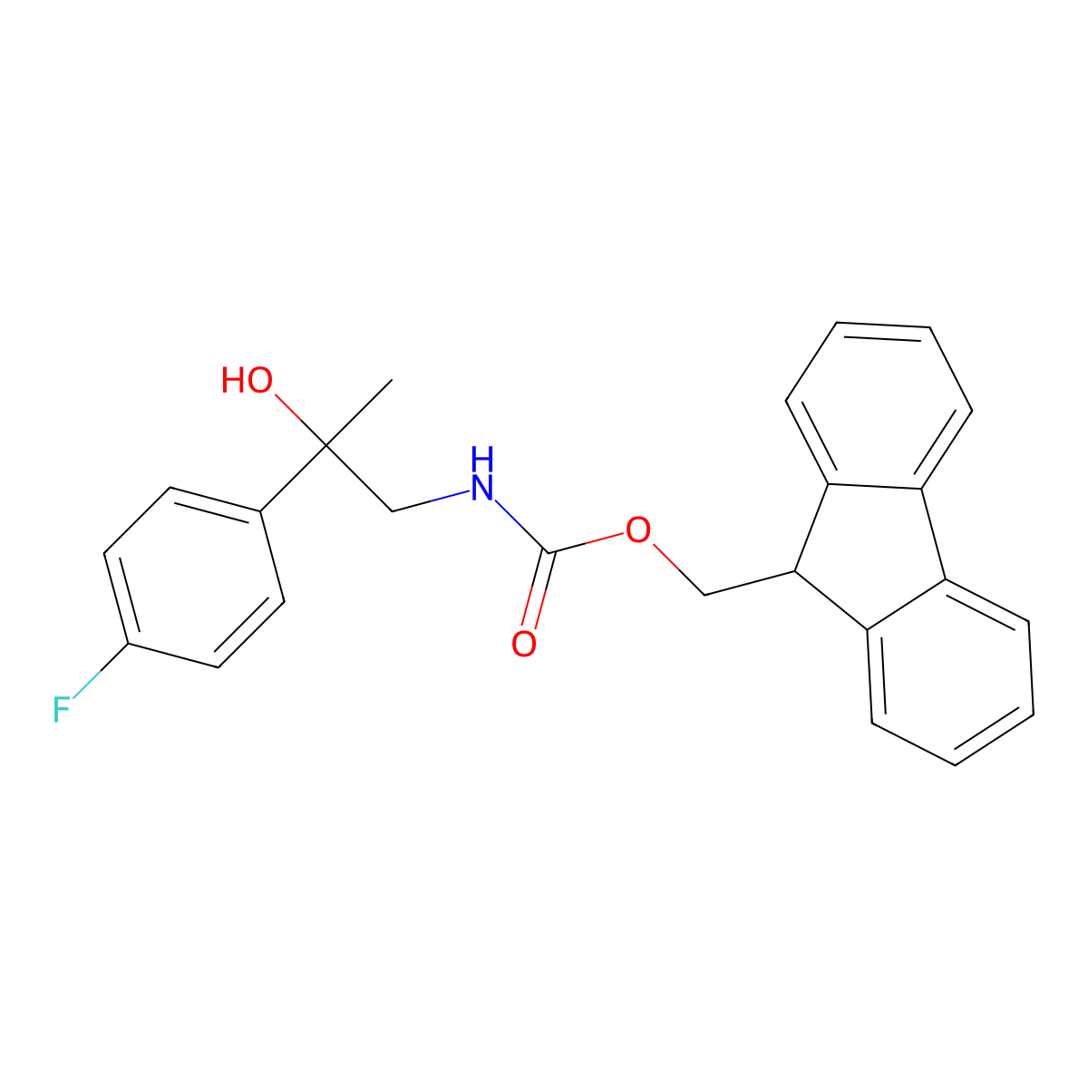 (9H-fluoren-9-yl)methyl N-[2-(4-fluorophenyl)-2-hydroxypropyl]carbamate molecular structure, CAS 2763965-68-8