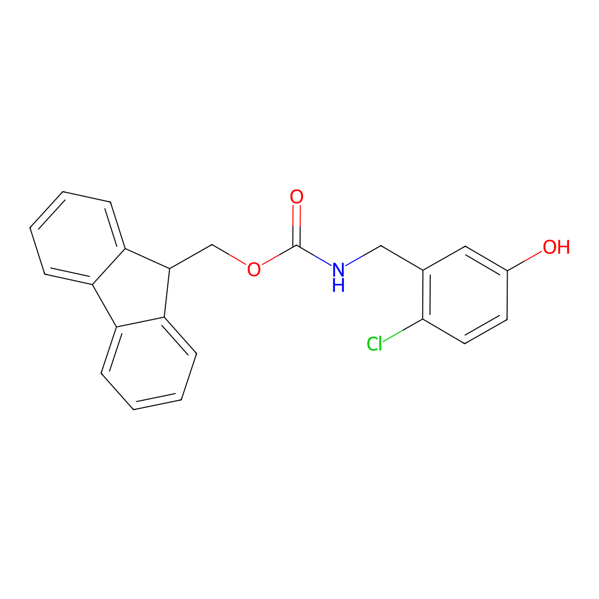 (9H-fluoren-9-yl)methyl N-[(2-chloro-5-hydroxyphenyl)methyl]carbamate molecular structure, CAS 2763965-83-7