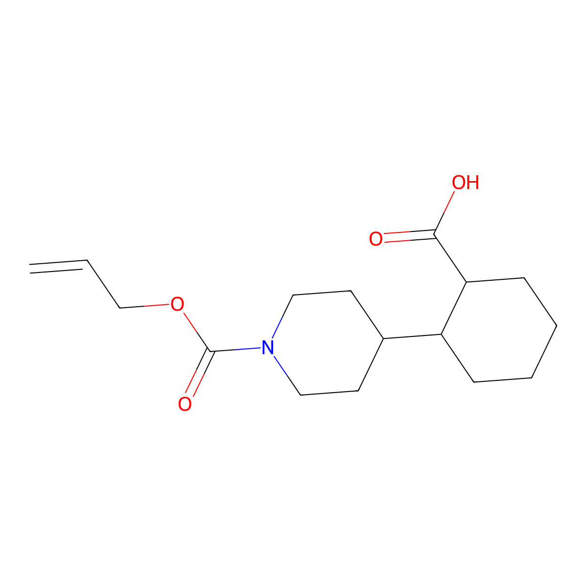 2-{1-[(Prop-2-en-1-yloxy)carbonyl]piperidin-4-yl}cyclohexane-1-carboxylic acid molecular structure, CAS 2763965-88-2