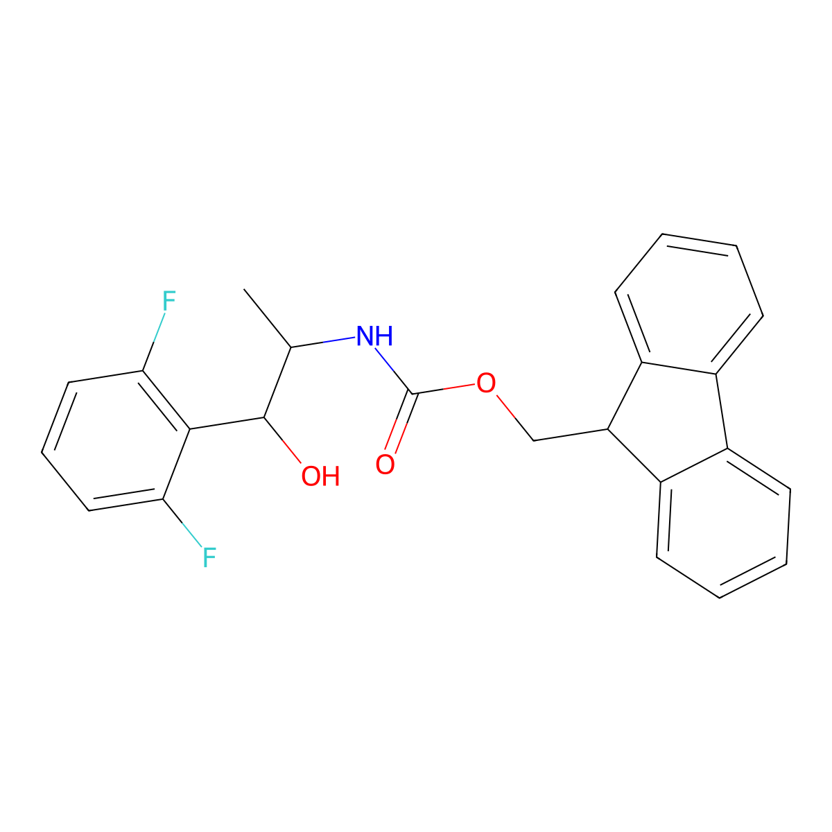 (9H-fluoren-9-yl)methyl N-[1-(2,6-difluorophenyl)-1-hydroxypropan-2-yl]carbamate molecular structure, CAS 2763965-91-7