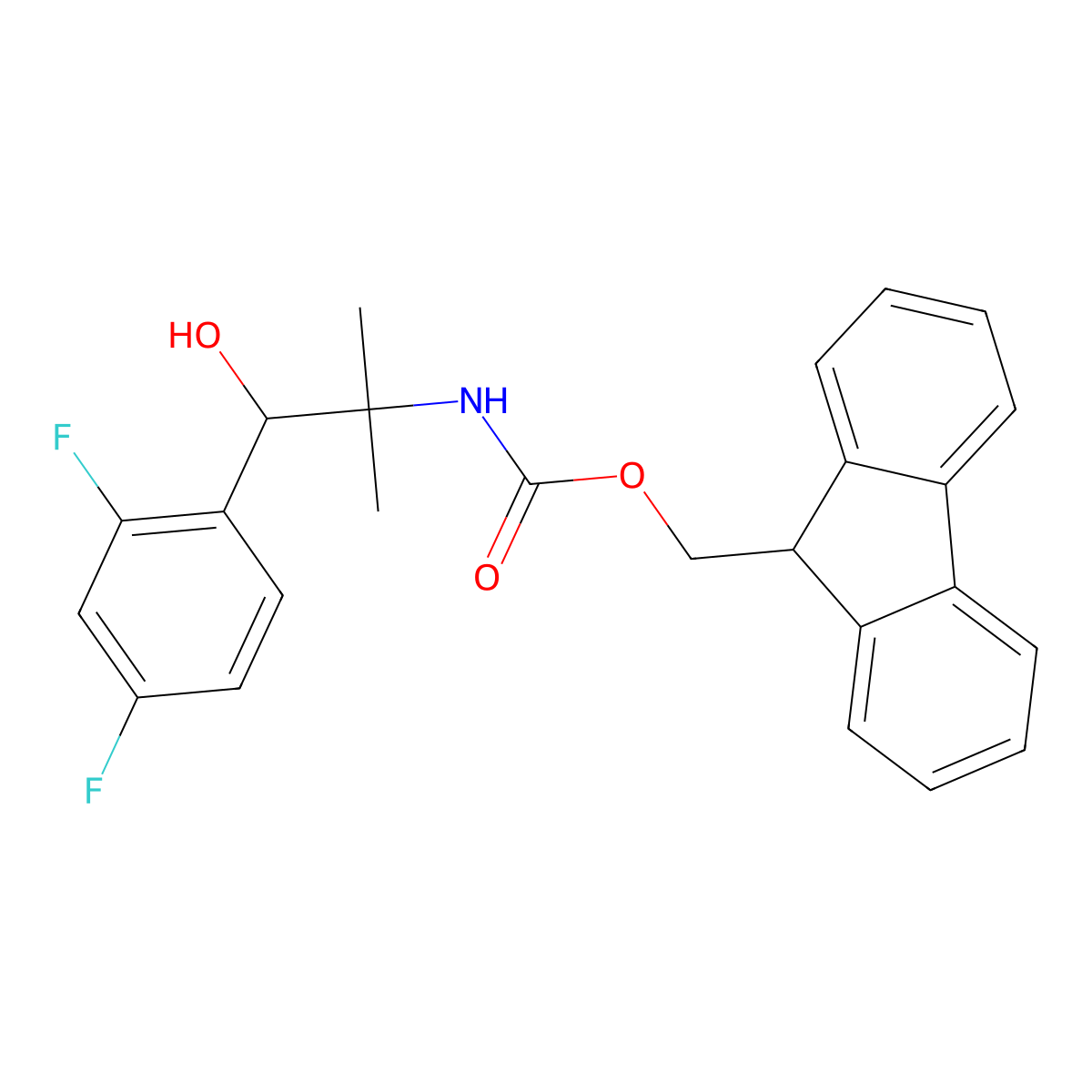 (9H-fluoren-9-yl)methyl N-[1-(2,4-difluorophenyl)-1-hydroxy-2-methylpropan-2-yl]carbamate molecular structure, CAS 2763965-99-5