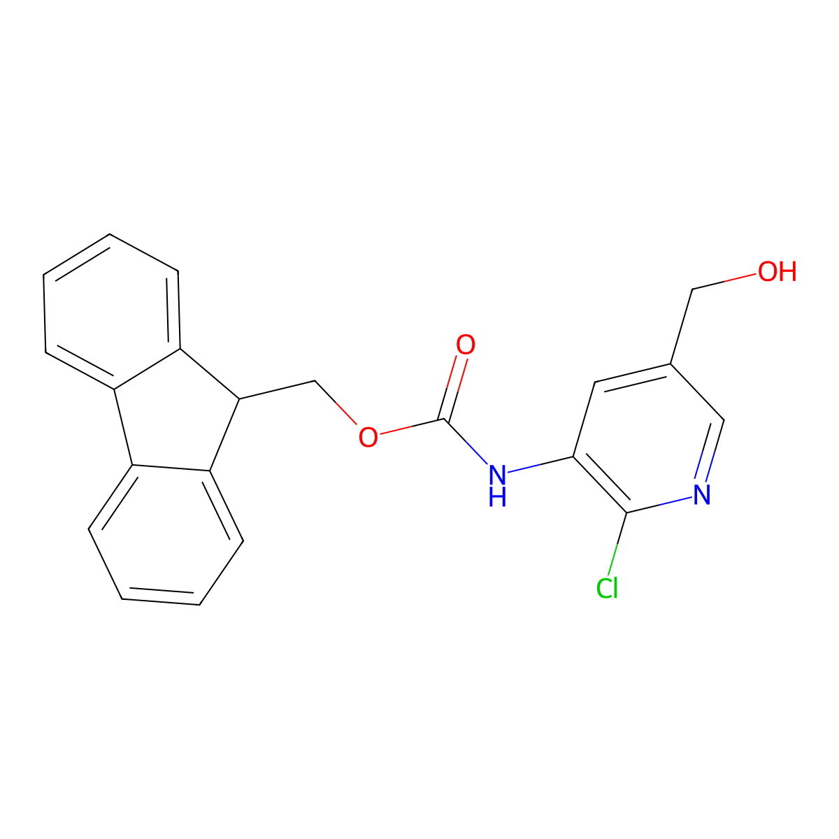 (9H-fluoren-9-yl)methyl N-[2-chloro-5-(hydroxymethyl)pyridin-3-yl]carbamate molecular structure, CAS 2763966-08-9