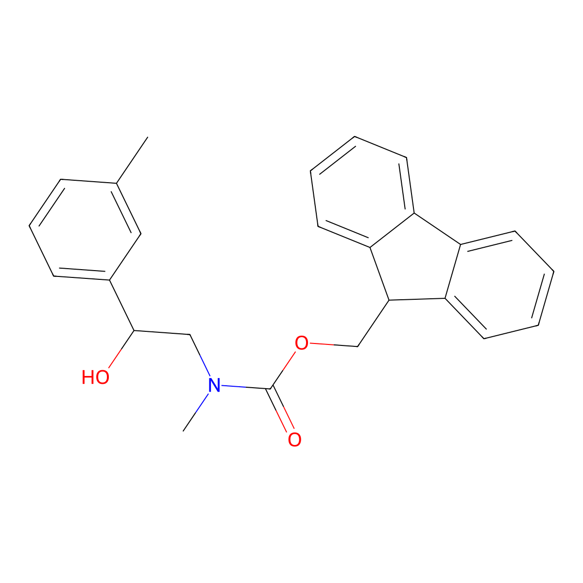 (9H-fluoren-9-yl)methyl N-[2-hydroxy-2-(3-methylphenyl)ethyl]-N-methylcarbamate molecular structure, CAS 2763966-19-2