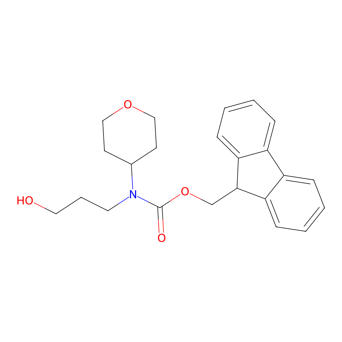 (9H-fluoren-9-yl)methyl N-(3-hydroxypropyl)-N-(oxan-4-yl)carbamate molecular structure, CAS 2763966-28-3