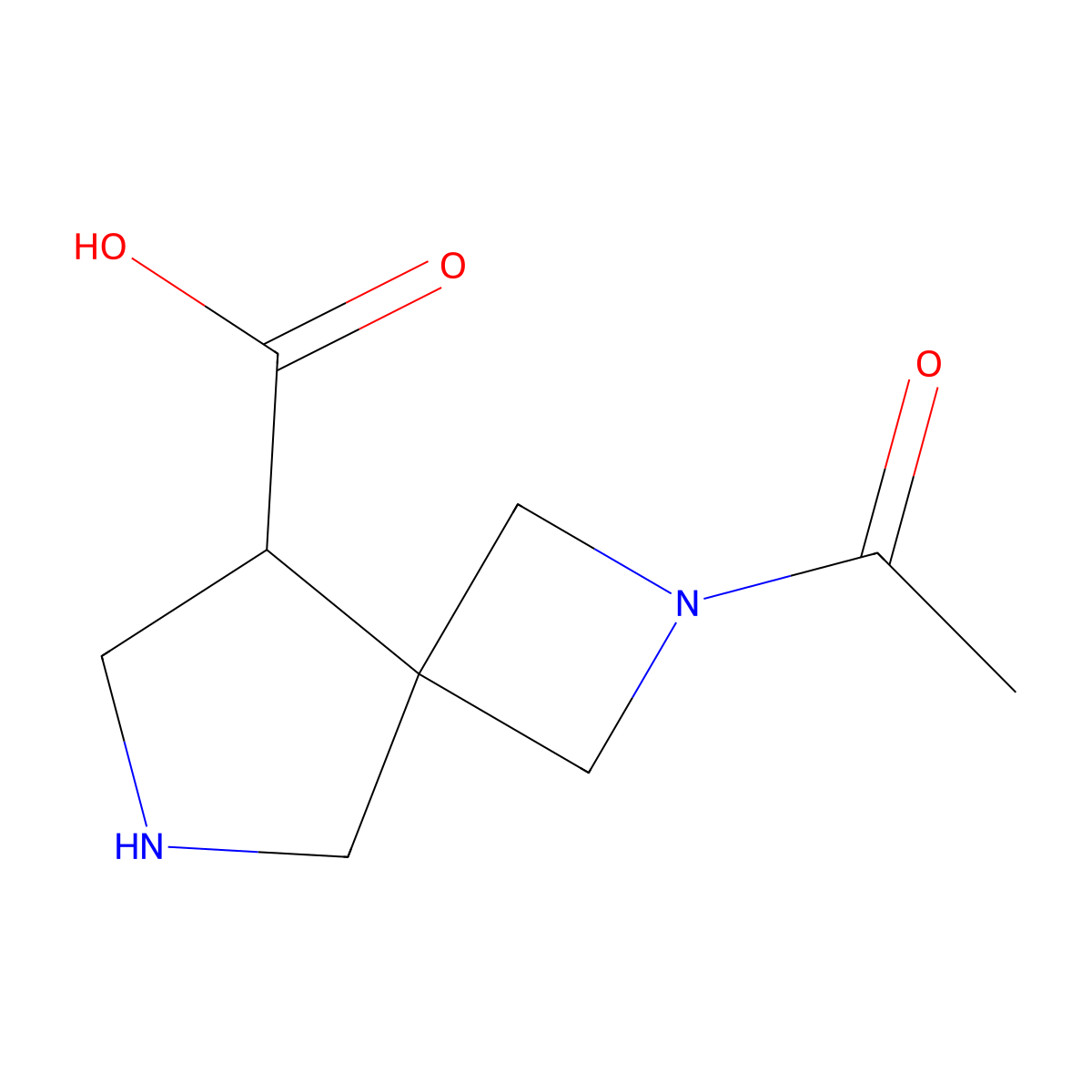 2-Acetyl-2,6-diazaspiro[3.4]octane-8-carboxylic acid molecular structure, CAS 2763966-31-8