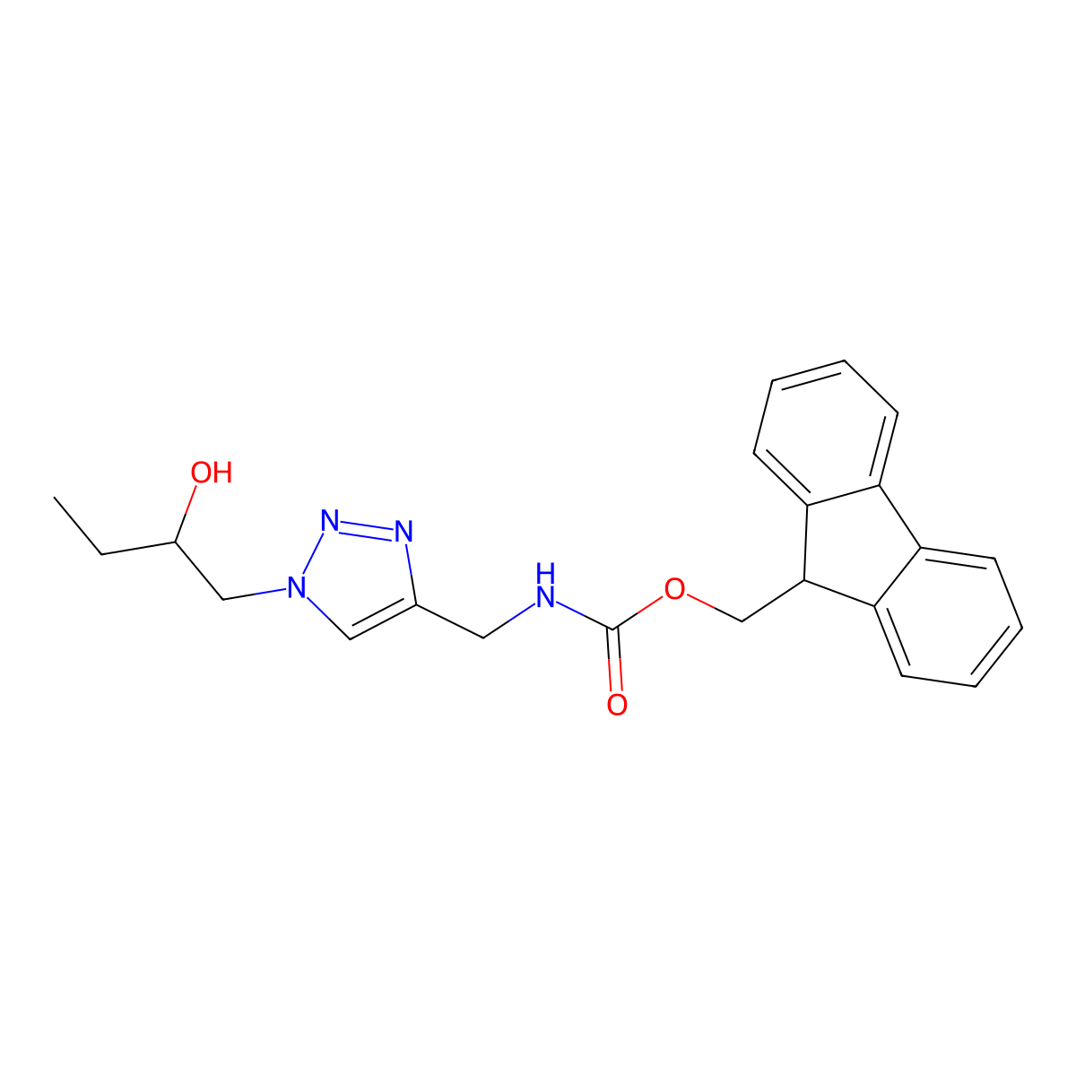 (9H-fluoren-9-yl)methyl N-{[1-(2-hydroxybutyl)-1H-1,2,3-triazol-4-yl]methyl}carbamate molecular structure, CAS 2763966-32-9