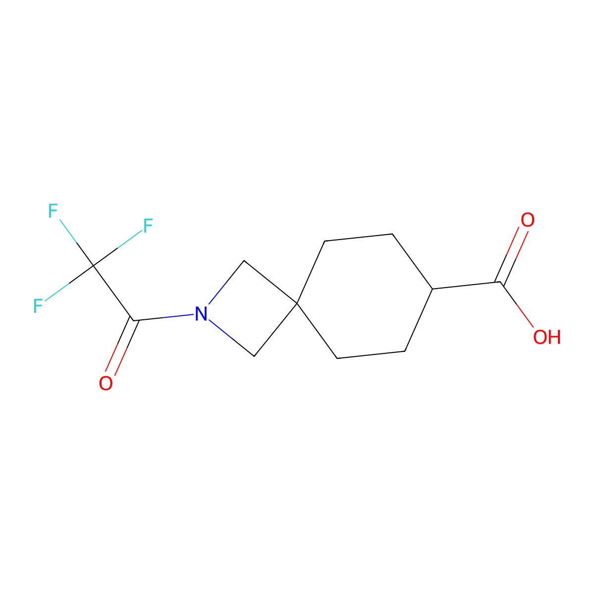 2-(2,2,2-Trifluoroacetyl)-2-azaspiro[3.5]nonane-7-carboxylic acid molecular structure, CAS 2763966-33-0