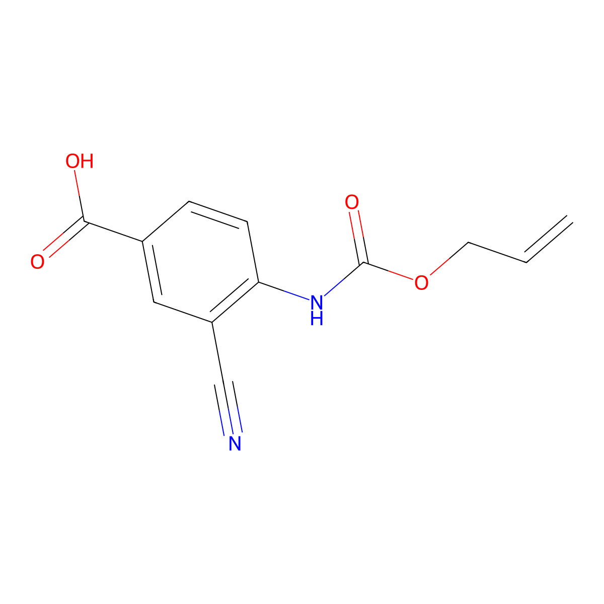 3-Cyano-4-{[(prop-2-en-1-yloxy)carbonyl]amino}benzoic acid molecular structure, CAS 2763966-36-3