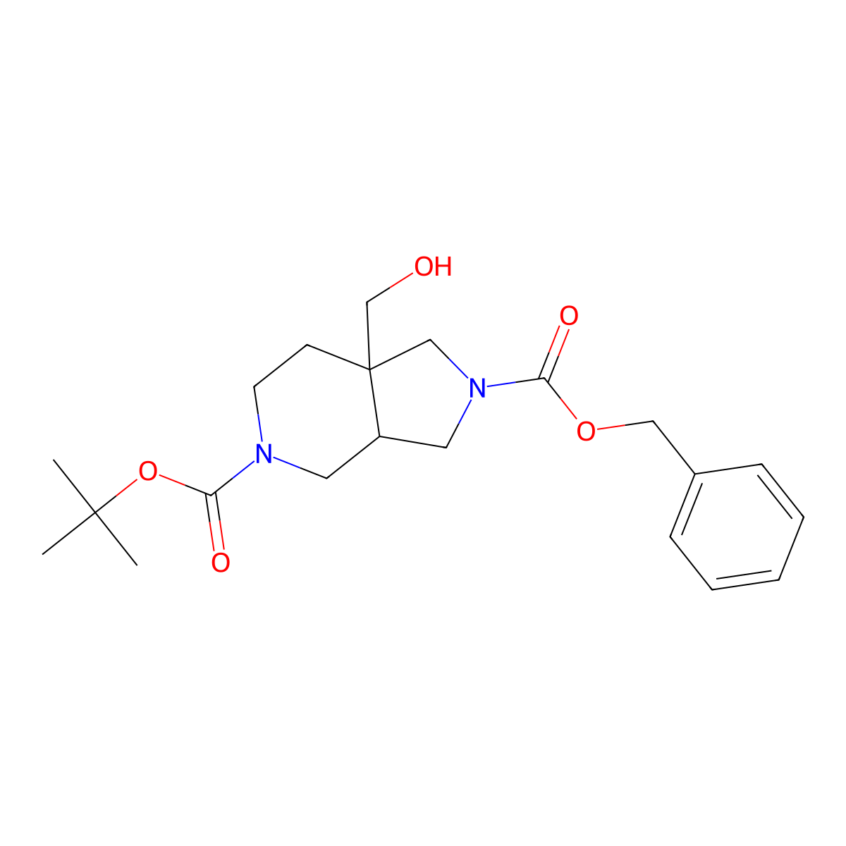 2-benzyl 5-tert-butyl 7a-(hydroxymethyl)-octahydro-1H-pyrrolo[3,4-c]pyridine-2,5-dicarboxylate molecular structure, CAS 2763966-43-2