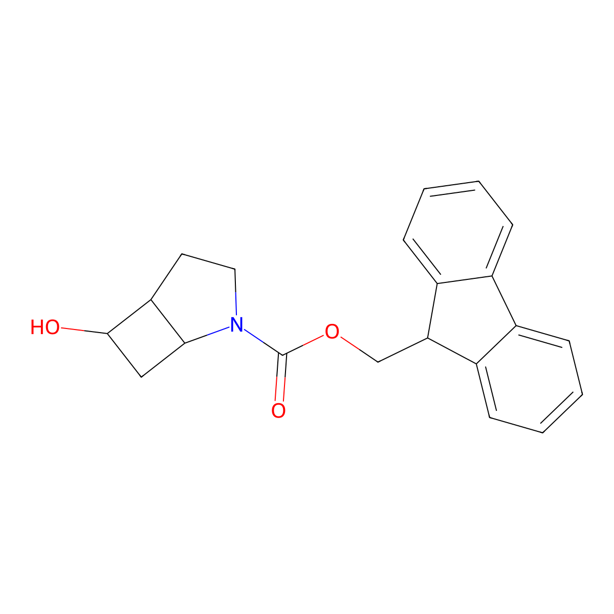 rac-(9H-fluoren-9-yl)methyl (1R,5R,6S)-6-hydroxy-2-azabicyclo[3.2.0]heptane-2-carboxylate molecular structure, CAS 2763966-48-7
