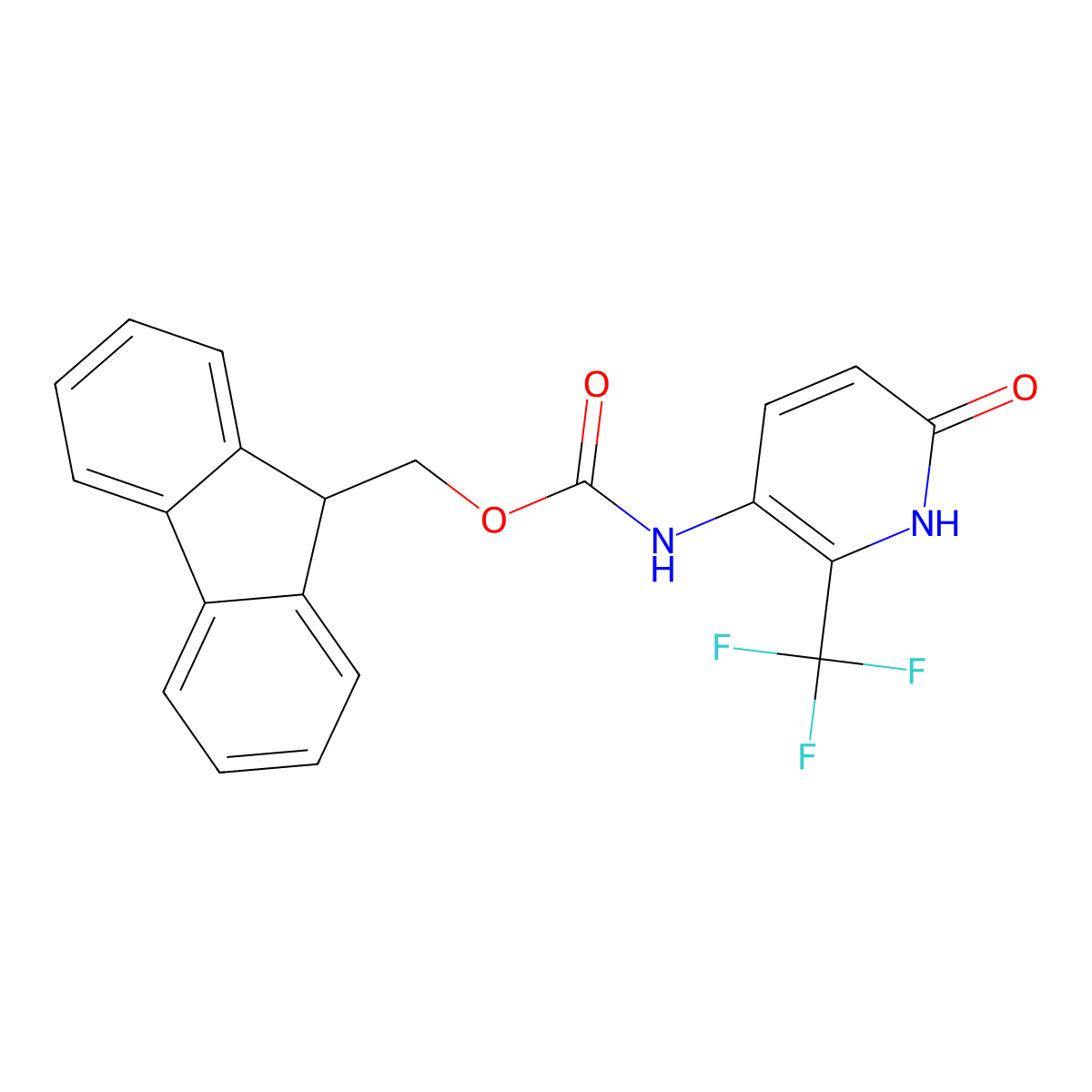 (9H-fluoren-9-yl)methyl N-[6-hydroxy-2-(trifluoromethyl)pyridin-3-yl]carbamate molecular structure, CAS 2763966-54-5
