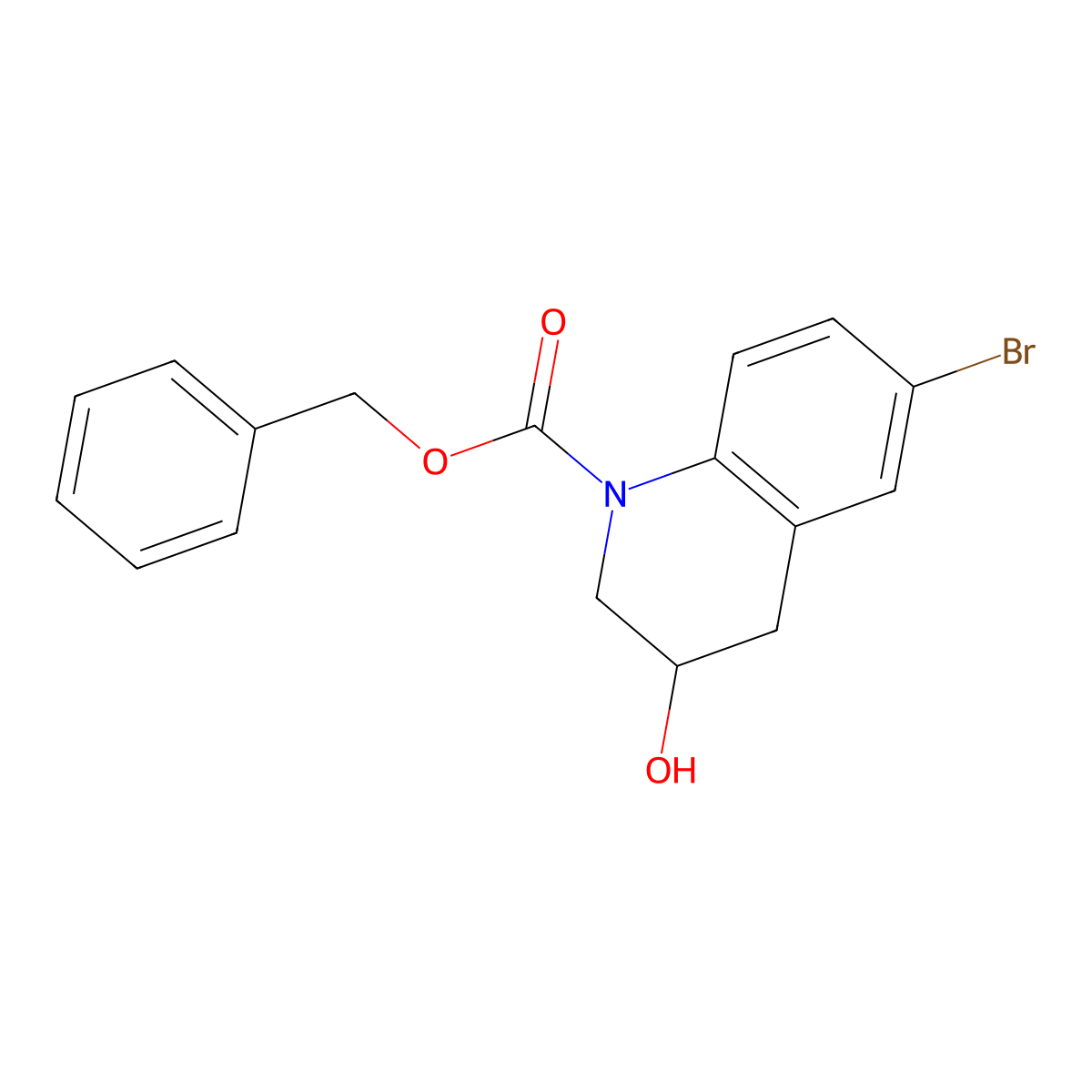 Benzyl 6-bromo-3-hydroxy-1,2,3,4-tetrahydroquinoline-1-carboxylate molecular structure, CAS 2763966-55-6