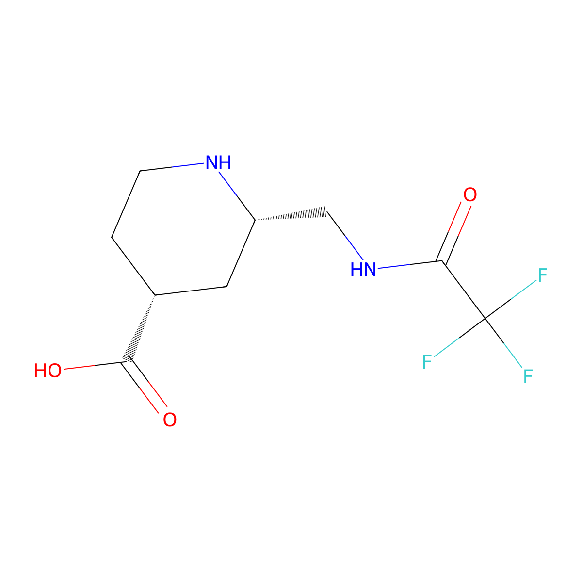 rac-(2R,4S)-2-[(2,2,2-trifluoroacetamido)methyl]piperidine-4-carboxylic acid molecular structure, CAS 2763966-62-5