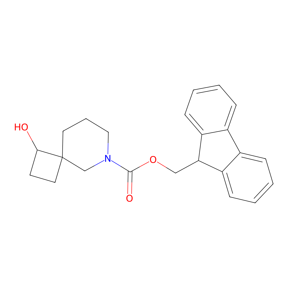 (9H-fluoren-9-yl)methyl 1-hydroxy-6-azaspiro[3.5]nonane-6-carboxylate molecular structure, CAS 2763966-69-2