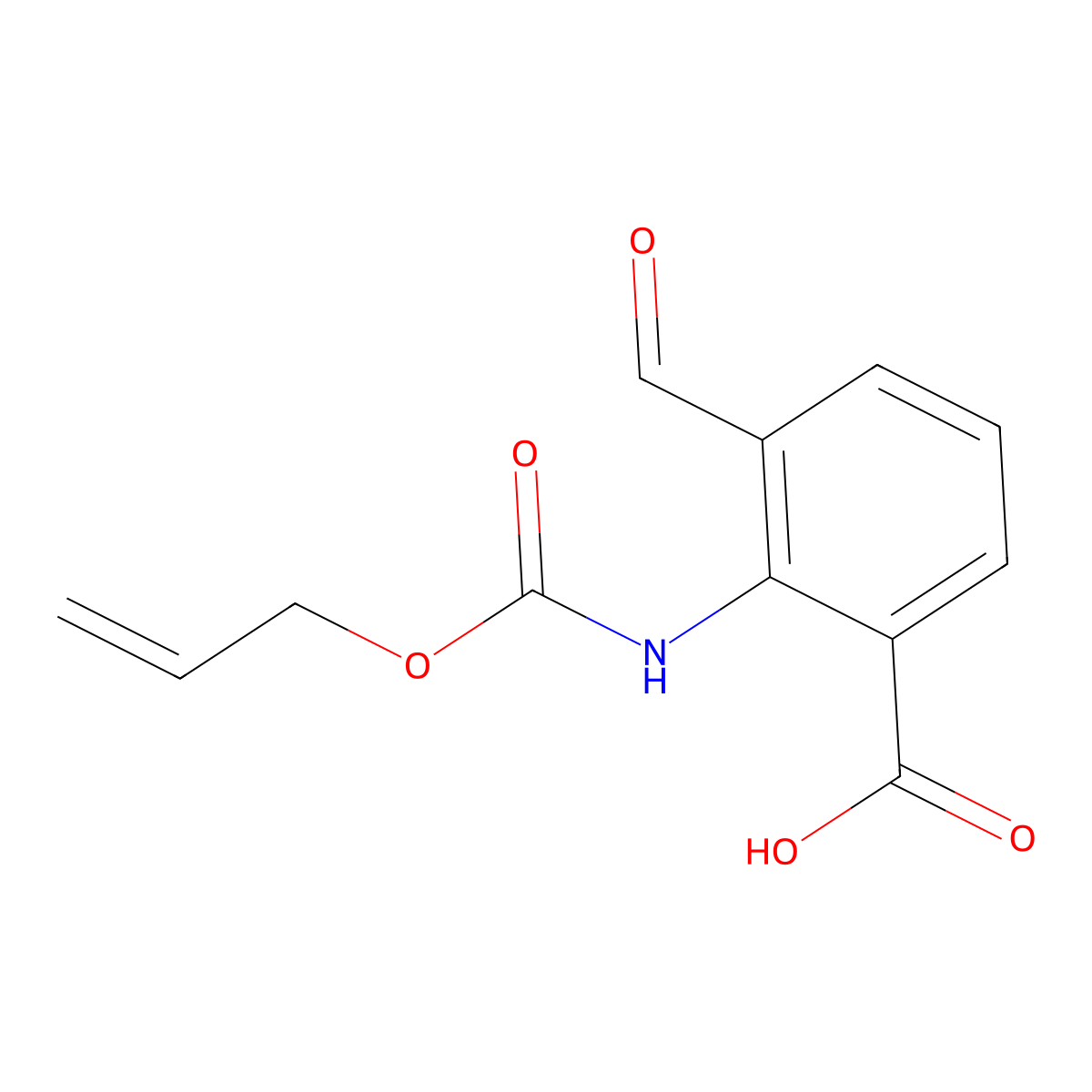 3-Formyl-2-{[(prop-2-en-1-yloxy)carbonyl]amino}benzoic acid molecular structure, CAS 2763966-71-6