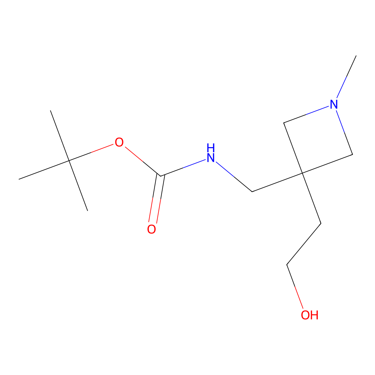 tert-butyl N-{[3-(2-hydroxyethyl)-1-methylazetidin-3-yl]methyl}carbamate molecular structure, CAS 2763966-73-8