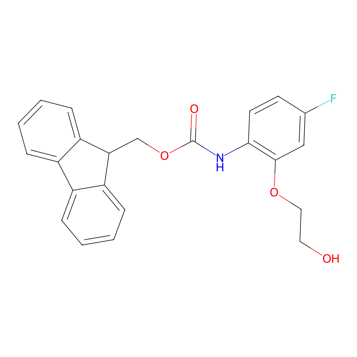 (9H-fluoren-9-yl)methyl N-[4-fluoro-2-(2-hydroxyethoxy)phenyl]carbamate molecular structure, CAS 2763966-75-0