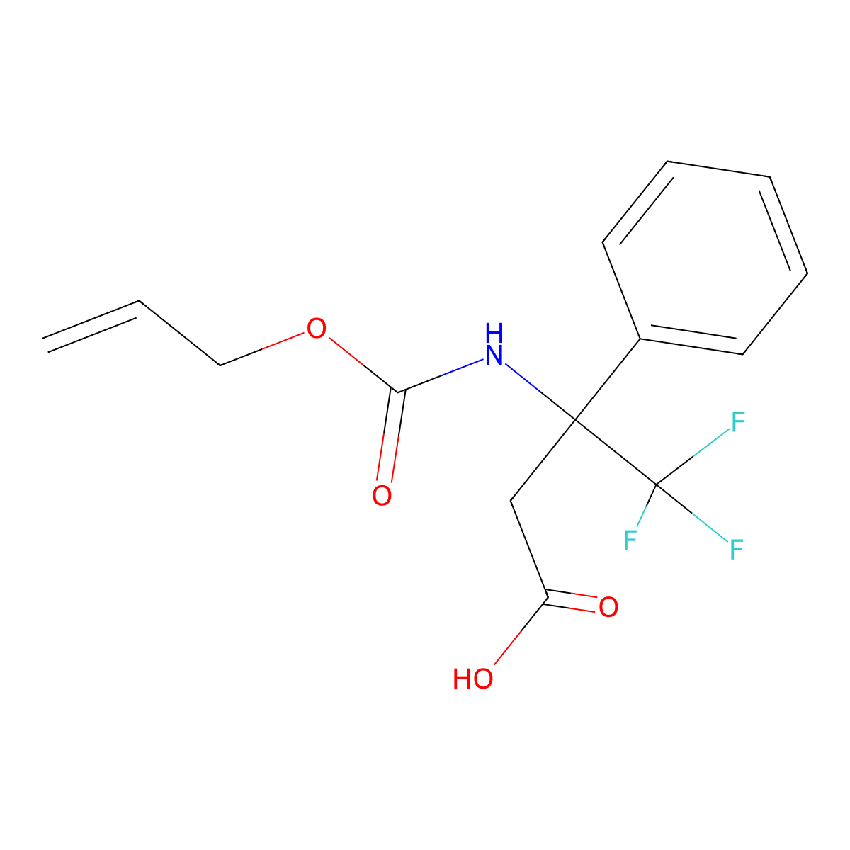 4,4,4-Trifluoro-3-phenyl-3-{[(prop-2-en-1-yloxy)carbonyl]amino}butanoic acid molecular structure, CAS 2763966-82-9