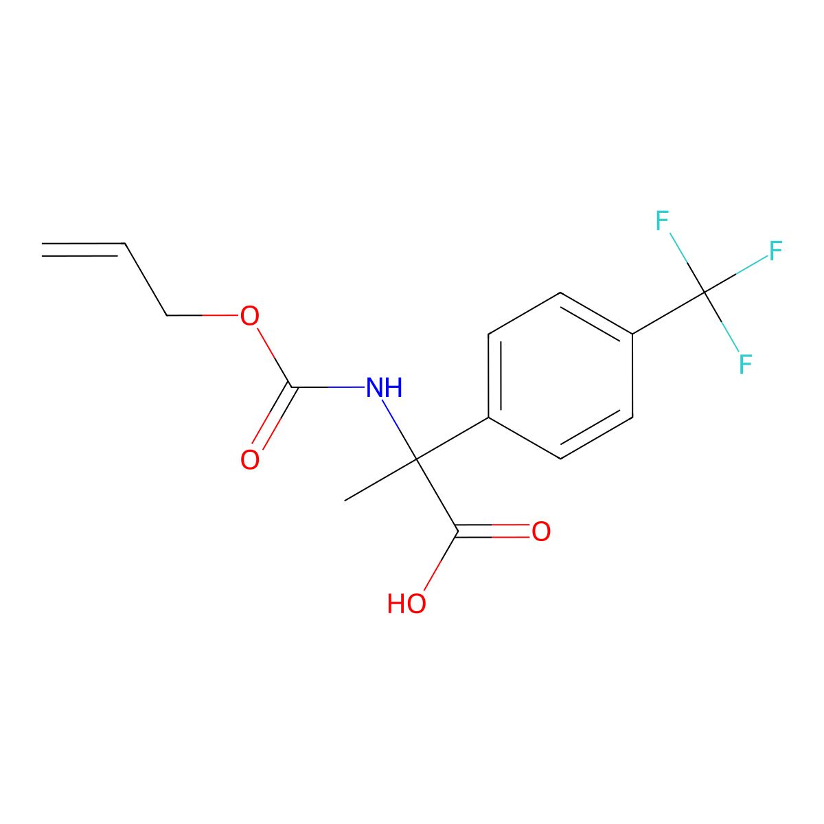 2-{[(Prop-2-en-1-yloxy)carbonyl]amino}-2-[4-(trifluoromethyl)phenyl]propanoic acid molecular structure, CAS 2763966-84-1