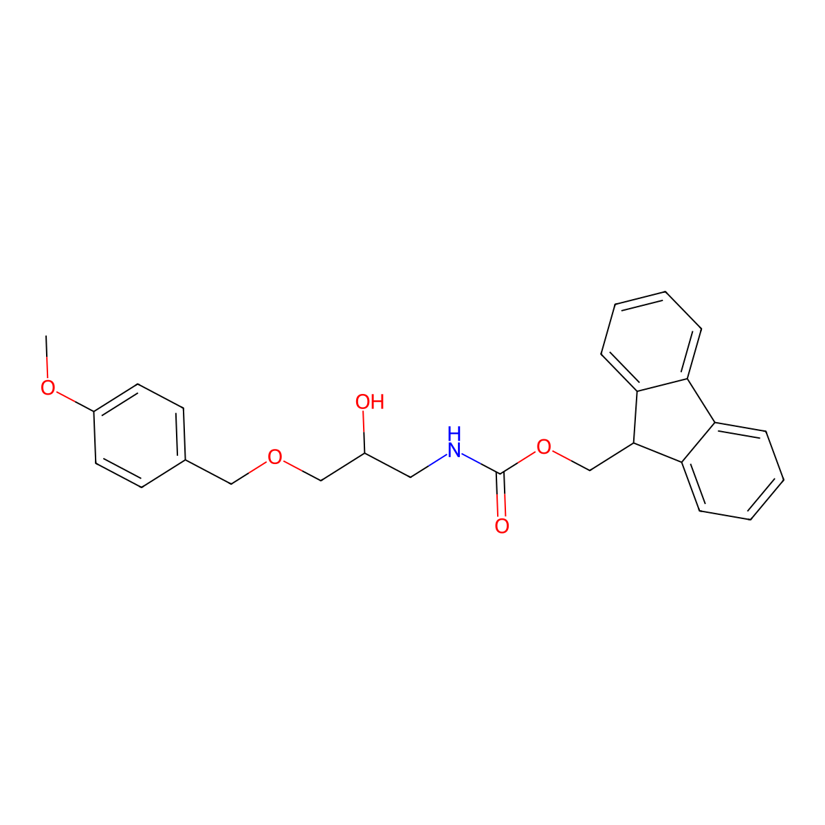 (9H-fluoren-9-yl)methyl N-{2-hydroxy-3-[(4-methoxyphenyl)methoxy]propyl}carbamate molecular structure, CAS 2763966-85-2