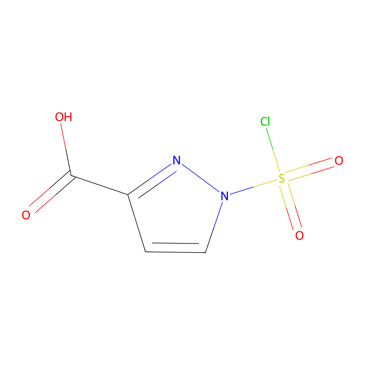 1-(chlorosulfonyl)-1H-pyrazole-3-carboxylic acid molecular structure, CAS 2763966-87-4