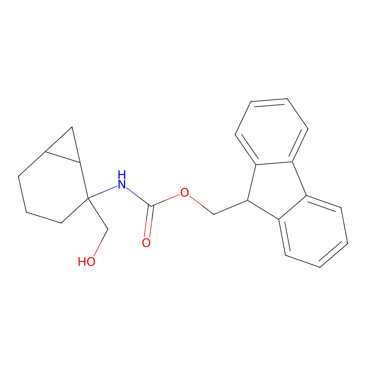 (9H-fluoren-9-yl)methyl N-[2-(hydroxymethyl)bicyclo[4.1.0]heptan-2-yl]carbamate molecular structure, CAS 2763966-90-9