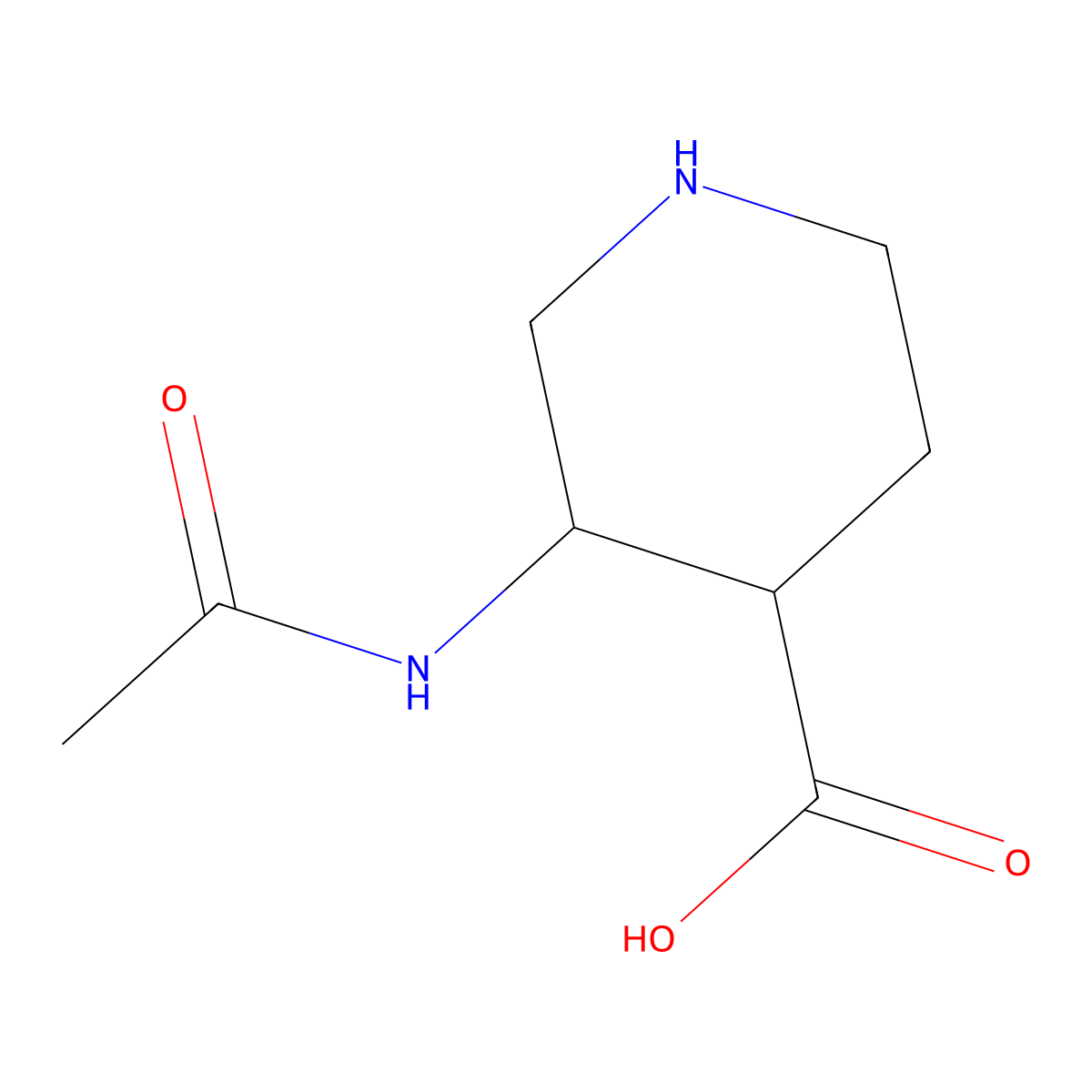 3-Acetamidopiperidine-4-carboxylic acid molecular structure, CAS 2763975-42-2