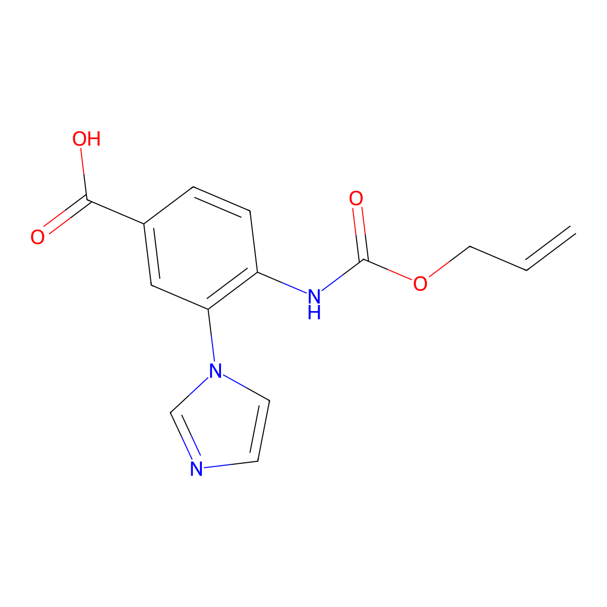3-(1H-imidazol-1-yl)-4-{[(prop-2-en-1-yloxy)carbonyl]amino}benzoic acid molecular structure, CAS 2763975-44-4