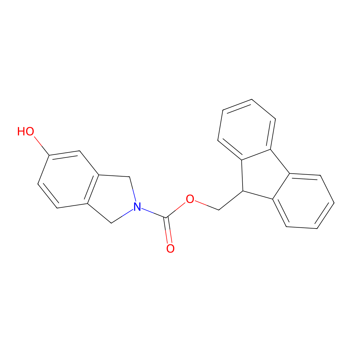 (9H-fluoren-9-yl)methyl 5-hydroxy-2,3-dihydro-1H-isoindole-2-carboxylate molecular structure, CAS 2763975-45-5