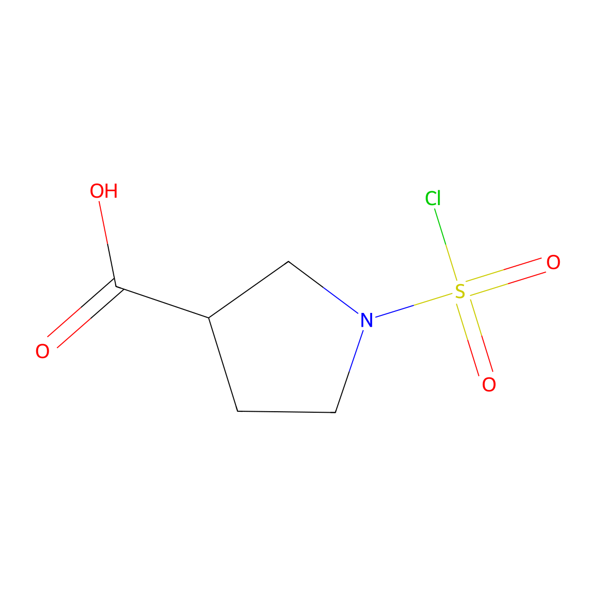 1-(Chlorosulfonyl)pyrrolidine-3-carboxylic acid molecular structure, CAS 2763975-51-3