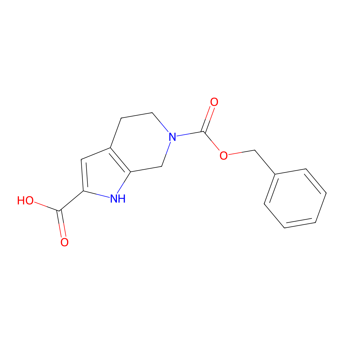 6-[(benzyloxy)carbonyl]-1H,4H,5H,6H,7H-pyrrolo[2,3-c]pyridine-2-carboxylic acid molecular structure, CAS 2763975-52-4