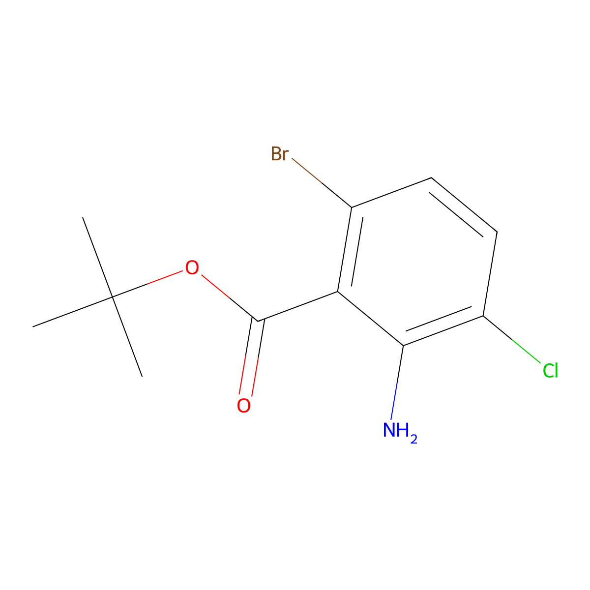 Tert-butyl 2-amino-6-bromo-3-chlorobenzoate molecular structure, CAS 2763975-59-1