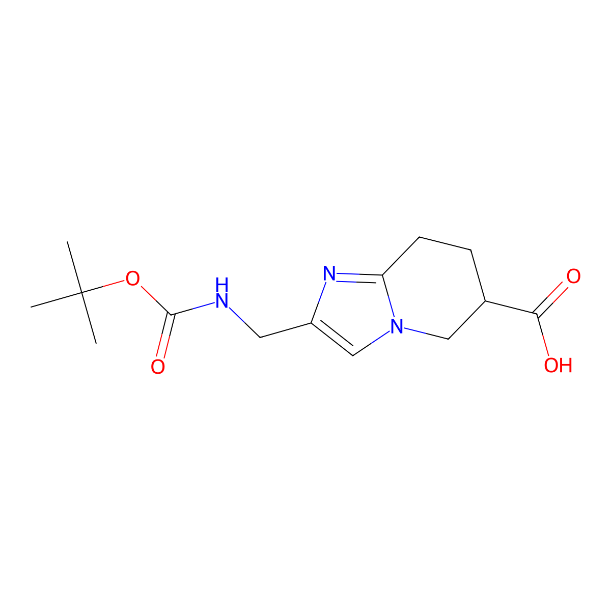 2-({[(tert-butoxy)carbonyl]amino}methyl)-5H,6H,7H,8H-imidazo[1,2-a]pyridine-6-carboxylic acid molecular structure, CAS 2763975-61-5