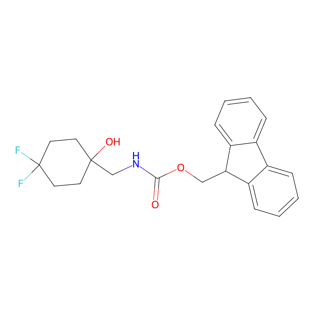 (9H-fluoren-9-yl)methyl N-[(4,4-difluoro-1-hydroxycyclohexyl)methyl]carbamate molecular structure, CAS 2763975-62-6
