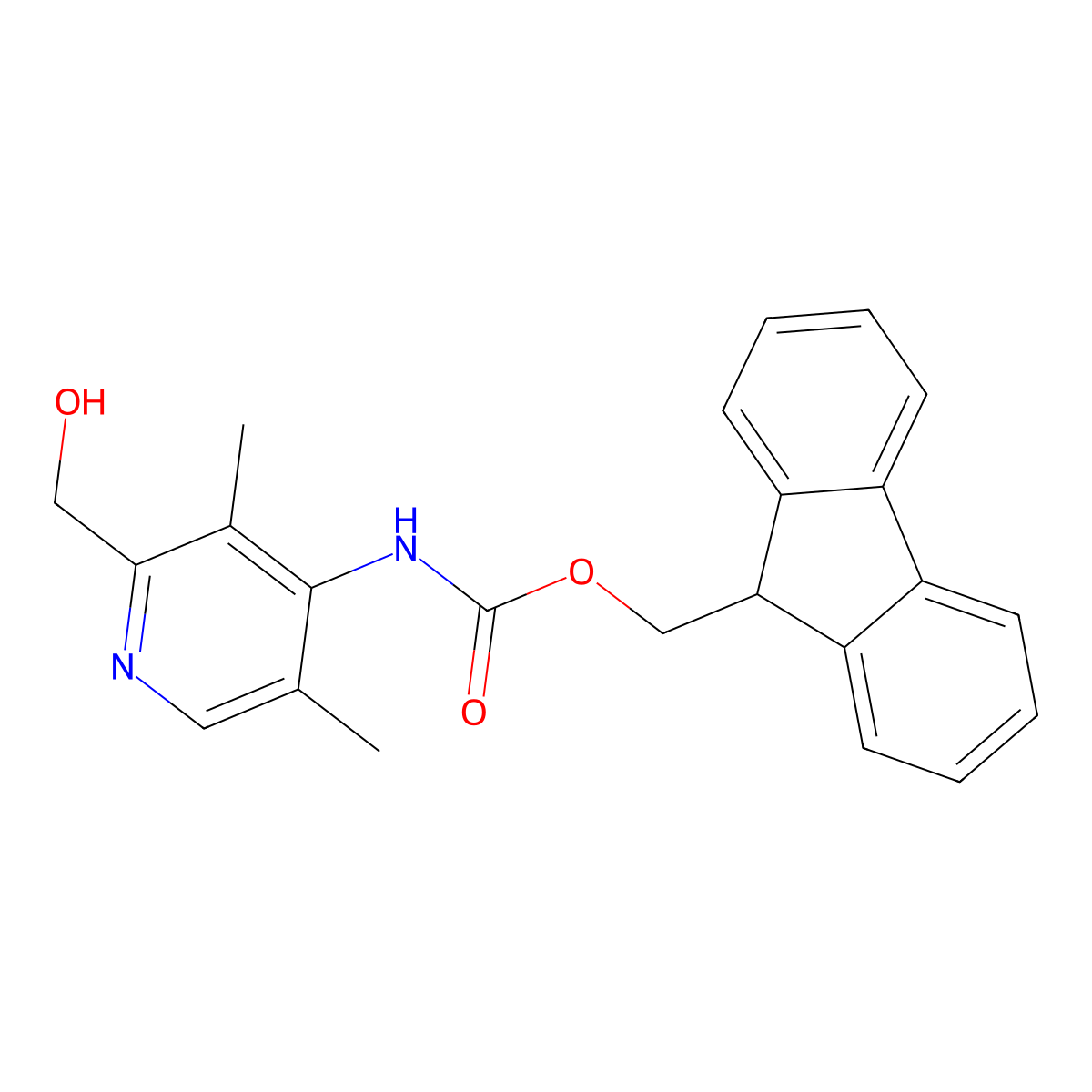 (9H-fluoren-9-yl)methyl N-[2-(hydroxymethyl)-3,5-dimethylpyridin-4-yl]carbamate molecular structure, CAS 2763975-68-2