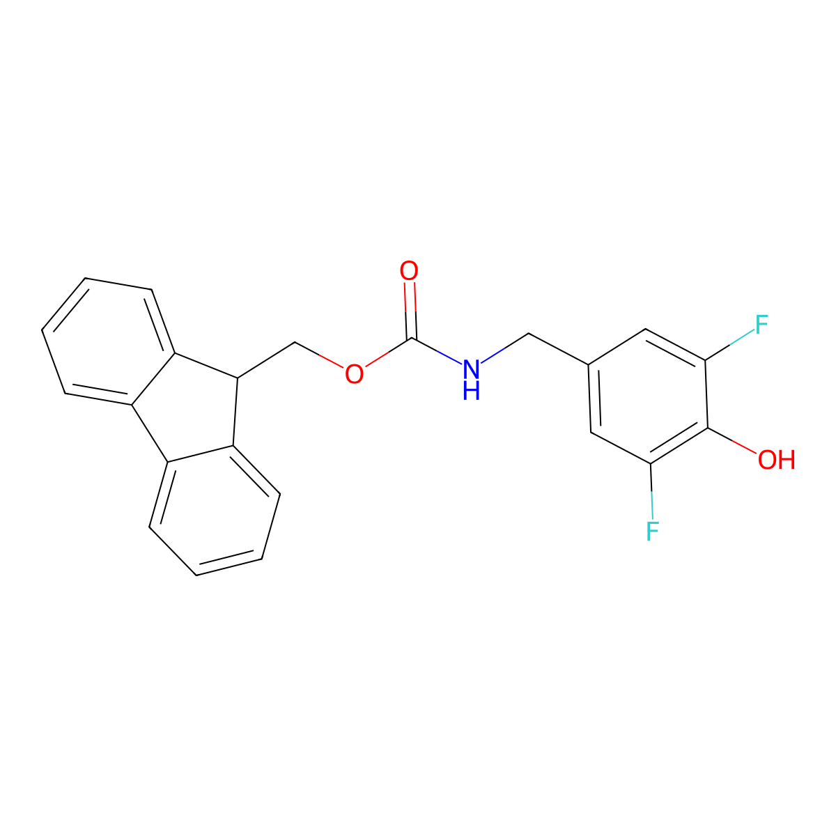 (9H-fluoren-9-yl)methyl N-[(3,5-difluoro-4-hydroxyphenyl)methyl]carbamate molecular structure, CAS 2763975-69-3