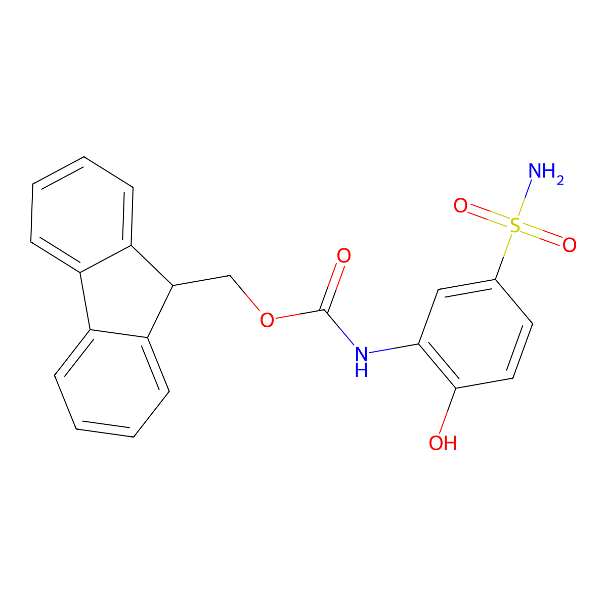(9H-fluoren-9-yl)methyl N-(2-hydroxy-5-sulfamoylphenyl)carbamate molecular structure, CAS 2763975-71-7