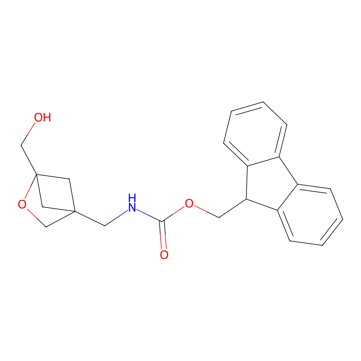 (9H-fluoren-9-yl)methyl N-{[1-(hydroxymethyl)-2-oxabicyclo[2.1.1]hexan-4-yl]methyl}carbamate molecular structure, CAS 2763975-73-9