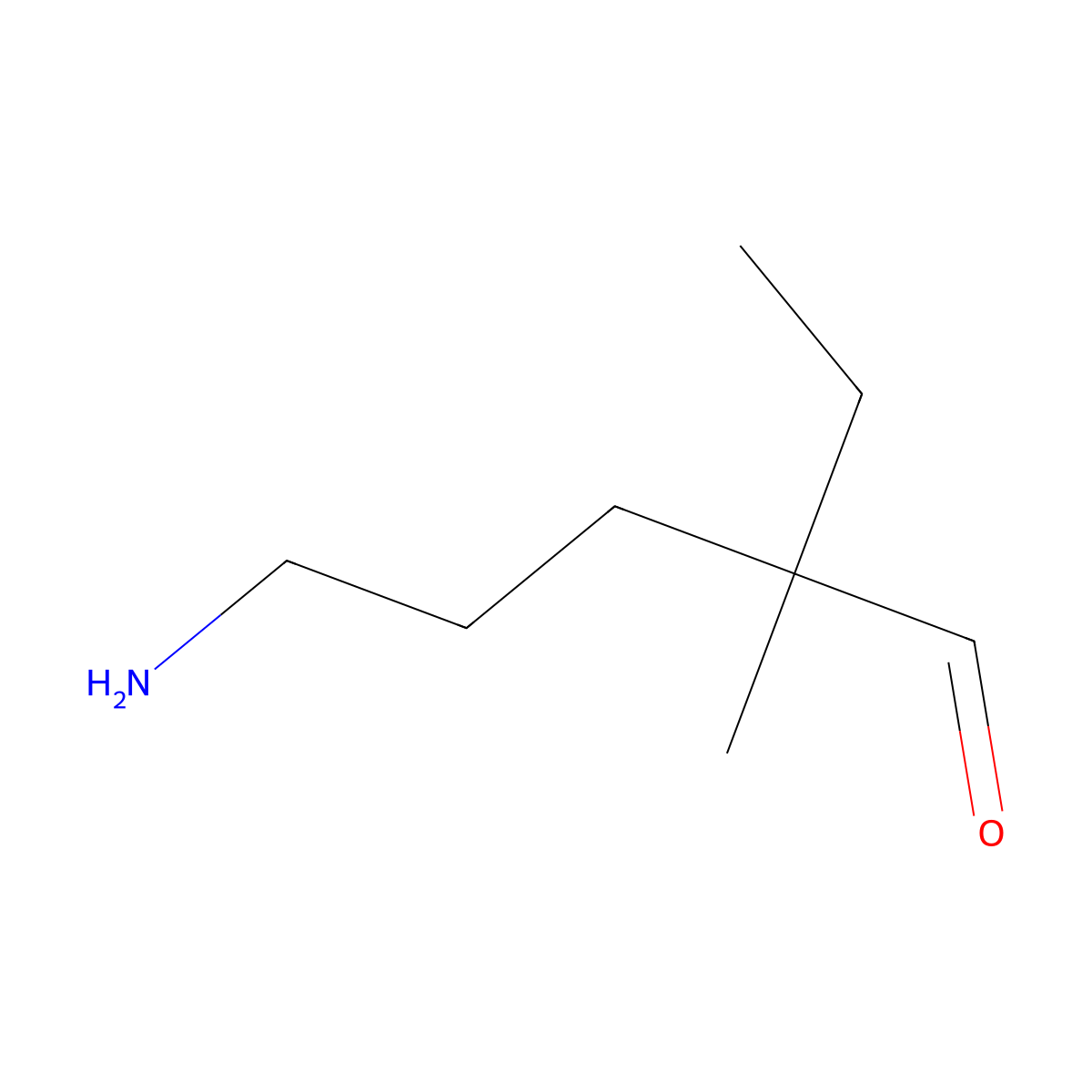 5-Amino-2-ethyl-2-methylpentanal molecular structure, CAS 2763975-83-1