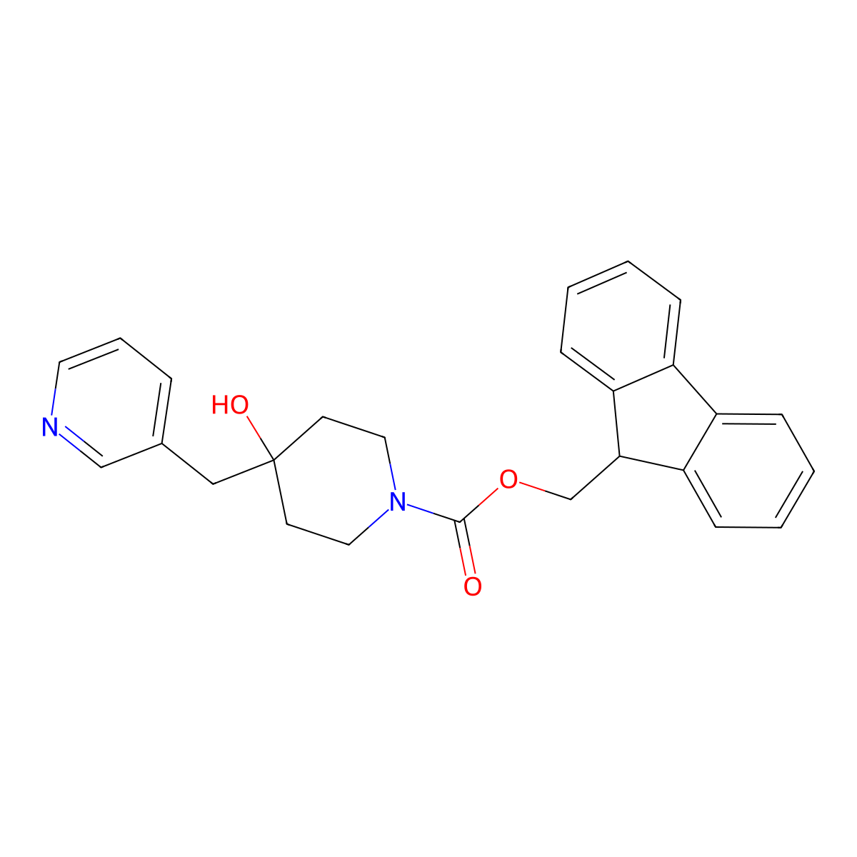 (9H-fluoren-9-yl)methyl 4-hydroxy-4-[(pyridin-3-yl)methyl]piperidine-1-carboxylate molecular structure, CAS 2763975-87-5