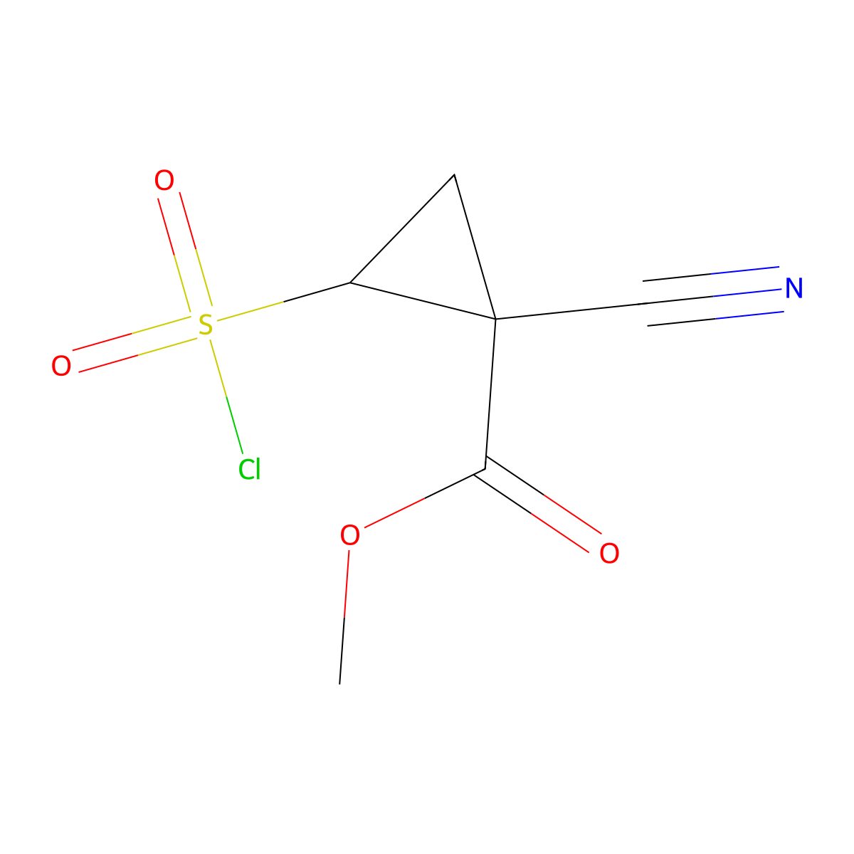 rac-methyl (1R,2R)-2-(chlorosulfonyl)-1-cyanocyclopropane-1-carboxylate molecular structure, CAS 2763975-90-0