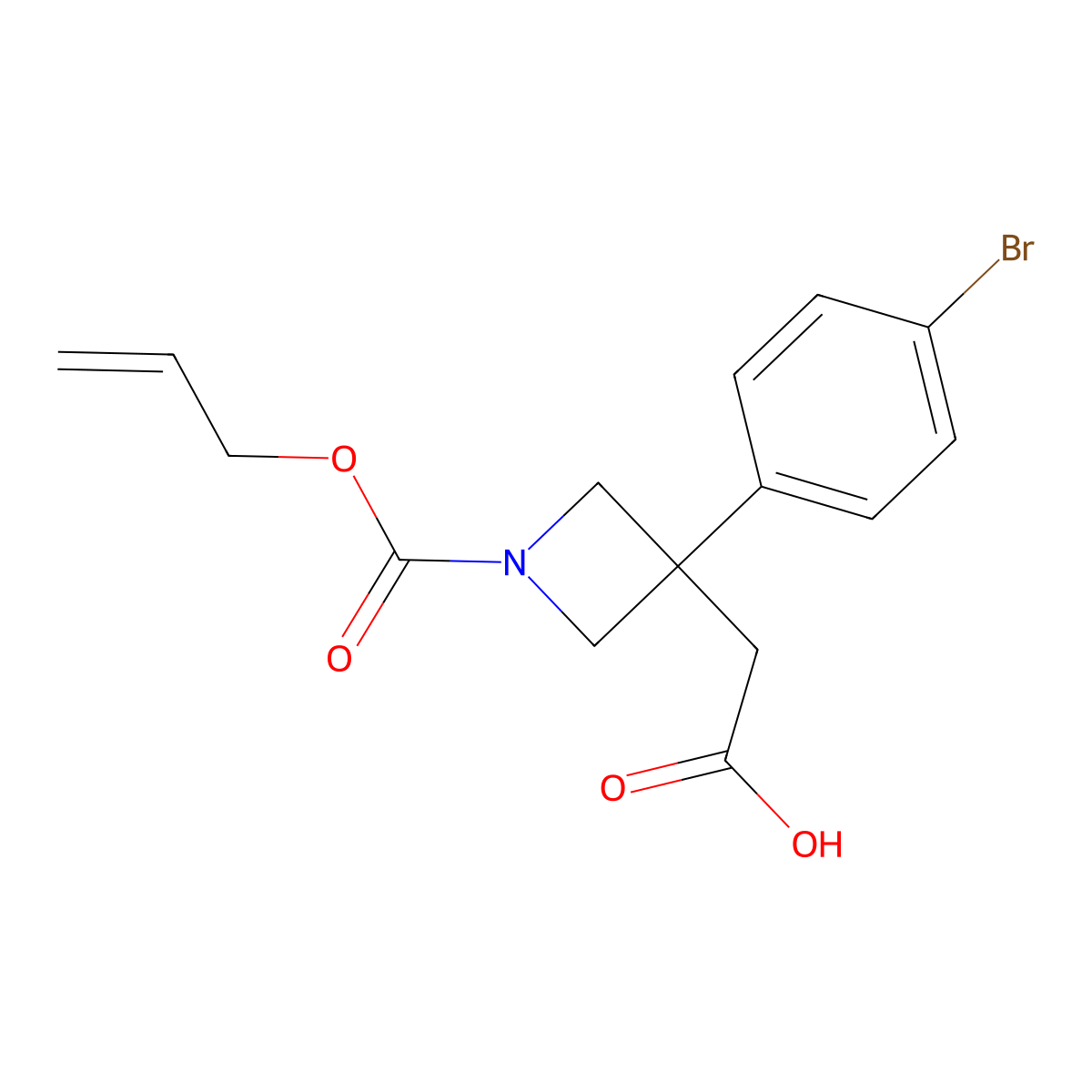 2-[3-(4-Bromophenyl)-1-[(prop-2-en-1-yloxy)carbonyl]azetidin-3-yl]acetic acid molecular structure, CAS 2763975-92-2