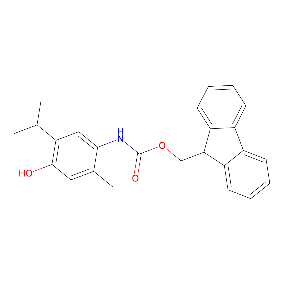 (9H-fluoren-9-yl)methyl N-[4-hydroxy-2-methyl-5-(propan-2-yl)phenyl]carbamate molecular structure, CAS 2763976-00-5